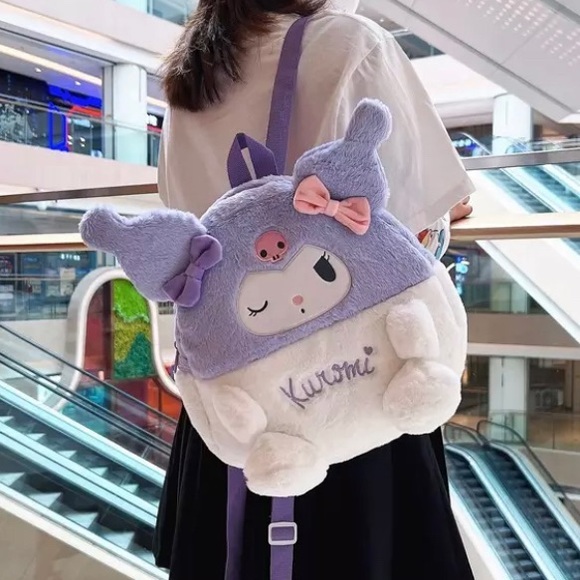 NEW SANRIO CHARACTER KUROMI FLUFFY BACKPACK - Picture 2 of 4